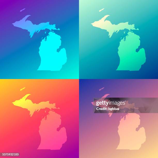 michigan maps with colorful gradients - trendy background - michigan map outline stock illustrations