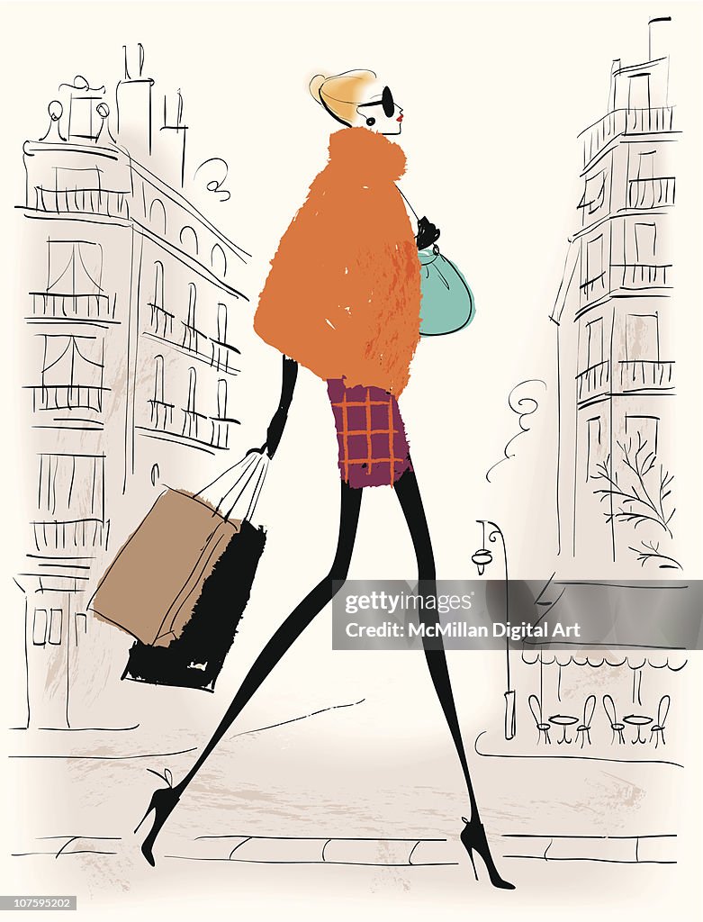 Woman carrying shopping bags