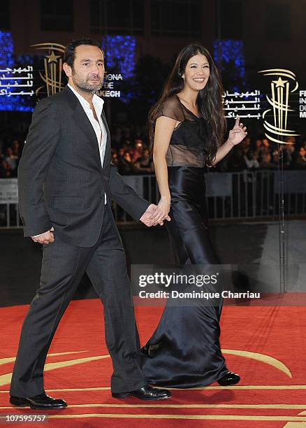 Actor Philippe Lelouche and Actress Melanie Doutey attend the Tribute to the French Cinema during the 10 th Marrakech Film Festival on December 4,...