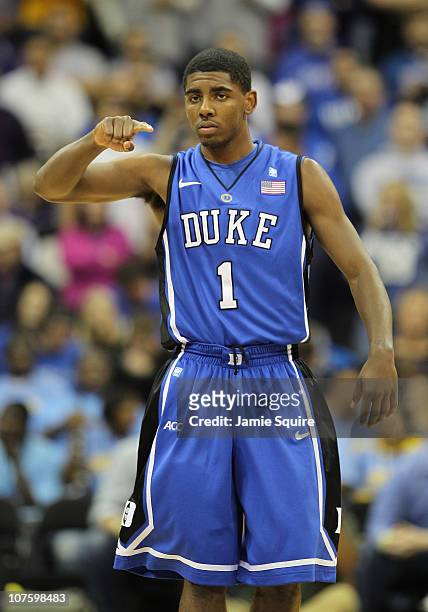 Kyrie Irving of the Duke Blue Devils in action during the CBE Classic game against the Marquette Golden Eagles on November 22, 2010 at the Sprint...