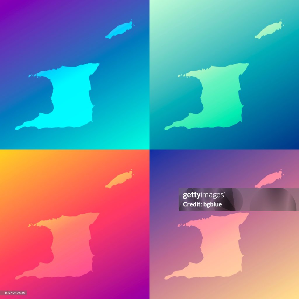 Mapas de Trinidad y Tobago con gradientes de colores - moda fondo