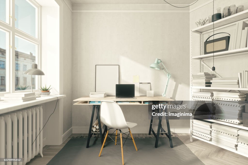 Interior de oficina casa de estilo escandinavo