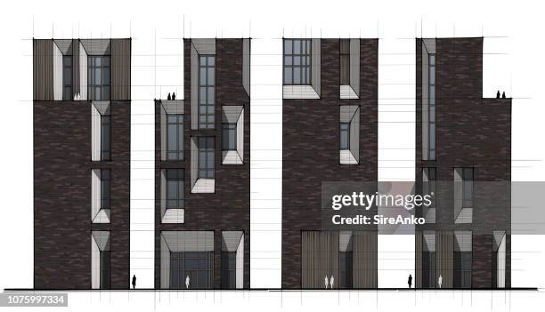 colored architecture illustration - long exposure city stock illustrations