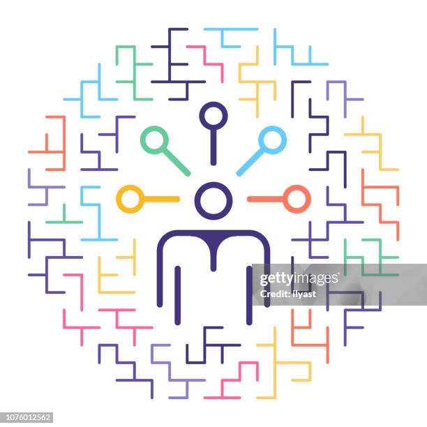 design thinking process line icon illustration - game designer stock illustrations