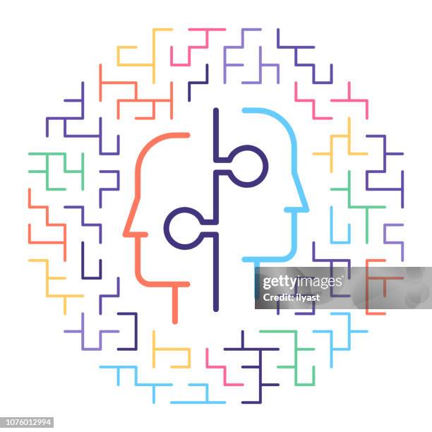 team collaboration line icon illustration - complicated process stock illustrations