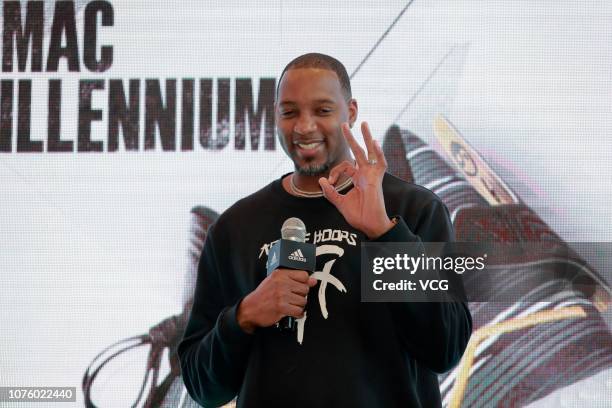 Former NBA player Tracy McGrady attends an Adidas activity on December 1, 2018 in Shenyang, Liaoning Province of China.