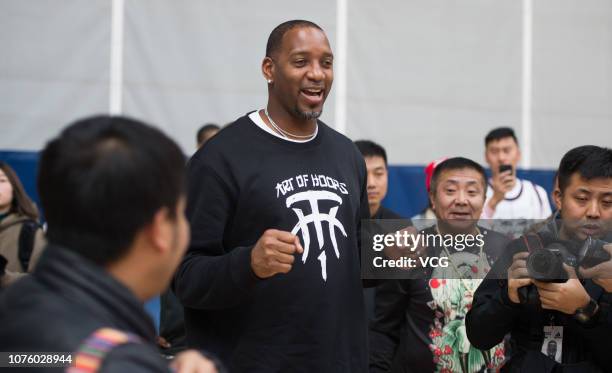 Former NBA player Tracy McGrady is seen at Northeastern University during his China tour on December 1, 2018 in Shenyang, Liaoning Province of China.