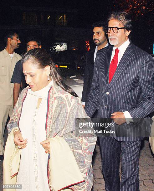 Amitabh and Jaya Bachchan at the wedding anniversary celebrations of Fardeen & Natasha Khan in Mumbai on December 14, 2010.