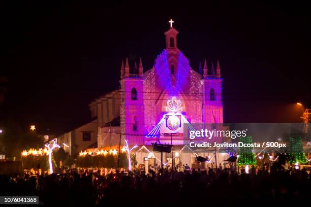 chandor church during christmas - chandor india stock pictures, royalty-free photos & images