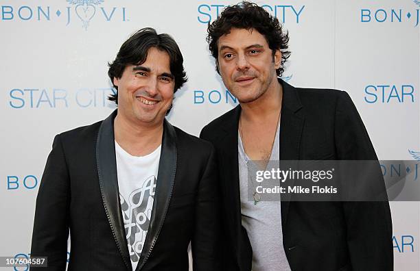Nick Giannopoulos and Vince Colosimo arrive for an exclusive Bon Jovi concert at Star City on December 15, 2010 in Sydney, Australia.