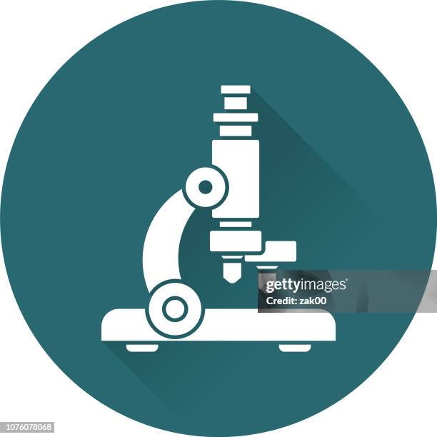 flat design healthcare microscope icon with side shadow - microscope lens stock illustrations