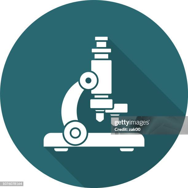 flat design healthcare microscope icon with side shadow - microscope lens stock illustrations