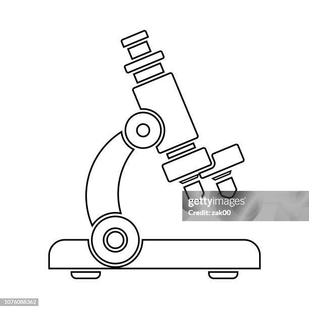 microscope icon flat graphic design - microscope lens stock illustrations