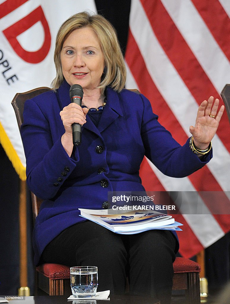 Hillary Rodham US Secretary of State Hillary Rodham Clinton answers an audience ...