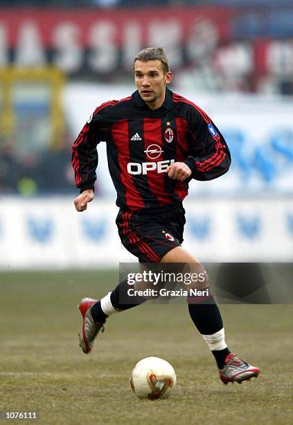 Andriy Shevchenko of AC Milan in action during the Serie A match between AC Milan and Brescia, played at the Giuseppe Meazza San Siro Stadium, Milan....