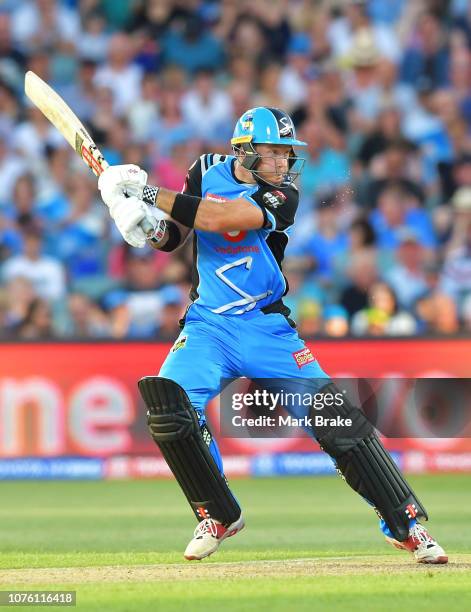 Colin Ingram of the Adelaide Strikers bats during the Big Bash League match between the Adelaide Strikers and the Sydney Thunder at Adelaide Oval on...