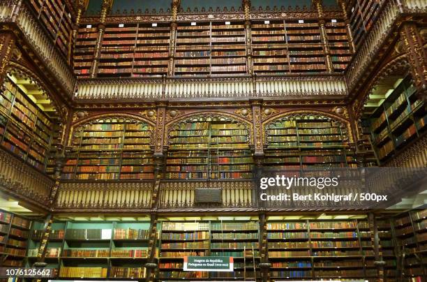 real gabinete portuguesa de leitura, rio de janeiro - leitura stockfoto's en -beelden