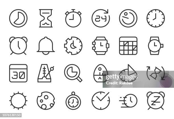 zeit-icons - light line serie - auf die uhr sehen stock-grafiken, -clipart, -cartoons und -symbole