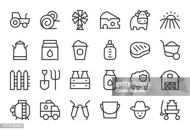 dairy farm icons - light line series - sheeps milk cheese stock illustrations