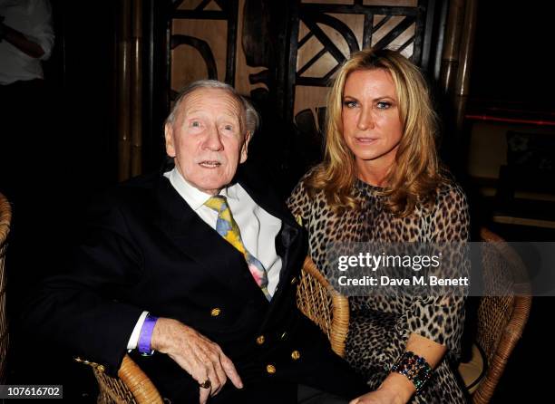 Leslie Phillips and Meg Matthews attend The Mahiki Christmas Party at Mahiki London on December 15, 2010 in London, England.