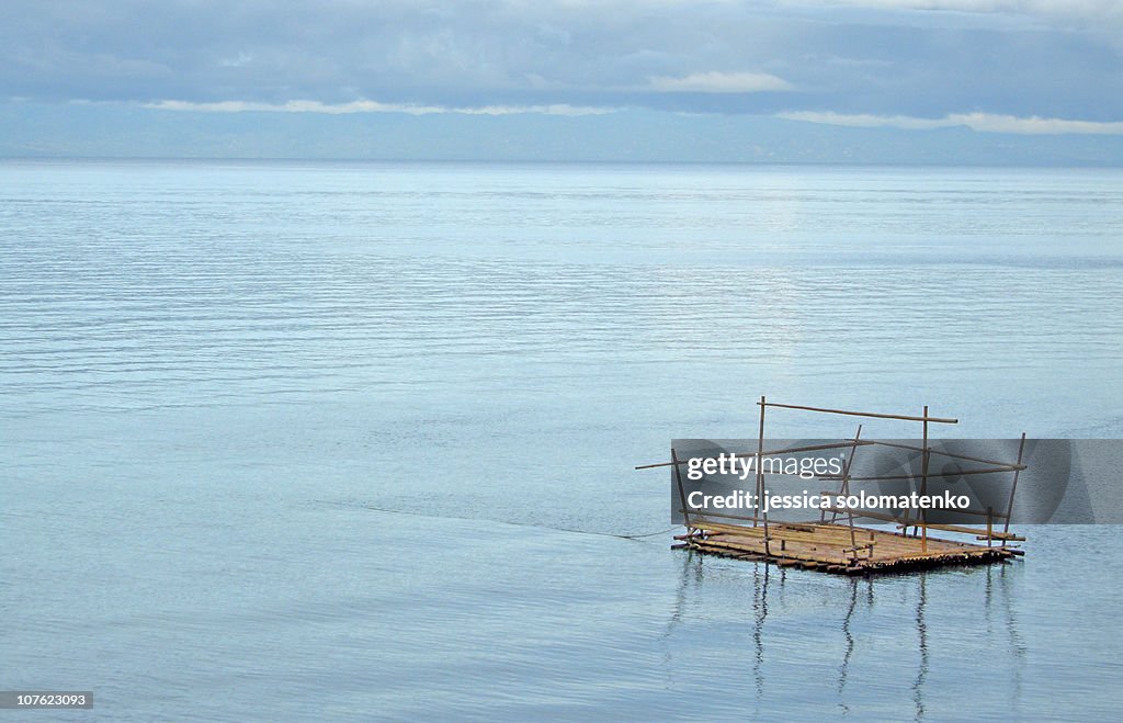 Raft in the Ocean in the Philippines