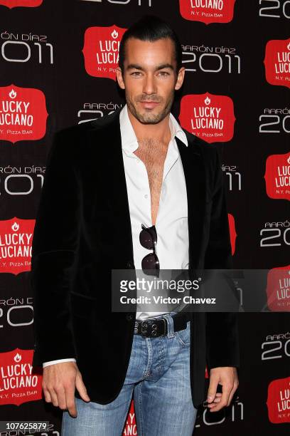 Singer Aaron Diaz attends the launch of his 2011 calendar at Lucky Luciano NY Pizza Bar on December 15, 2010 in Mexico City, Mexico.