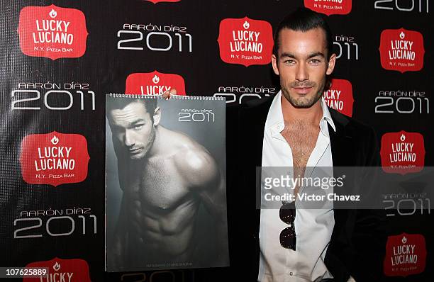 Singer Aaron Diaz attends the launch of his 2011 calendar at Lucky Luciano NY Pizza Bar on December 15, 2010 in Mexico City, Mexico.