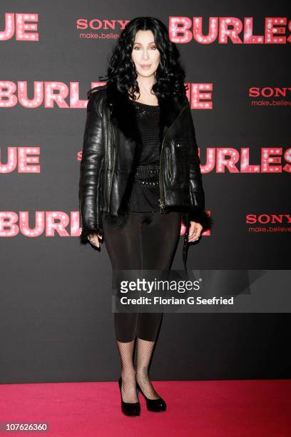 Singer, actress Cher attends the photocall of 'Burlesque' at Hotel Adlon on December 16, 2010 in Berlin, Germany.