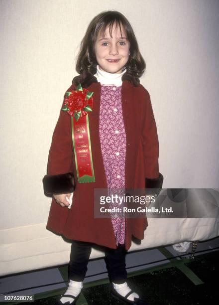 Actress Mara Wilson attends the 63rd Annual Hollywood Christmas Parade on November 27, 1994 at KTLA Studios in Hollywood, California.
