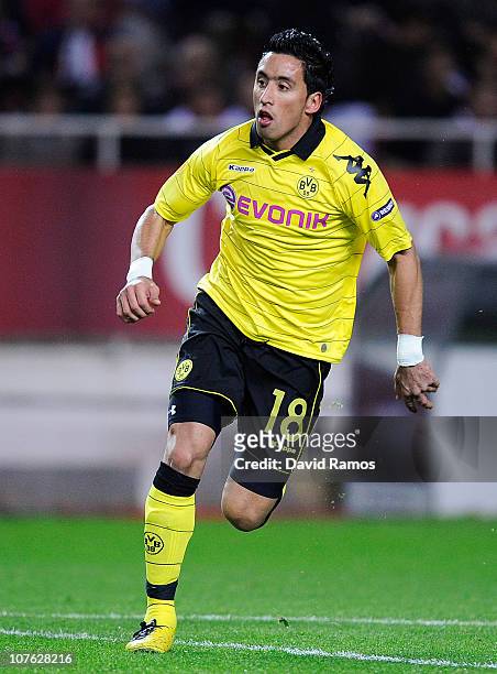 Lucas Barrios of Borussia Dortmund runs during the UEFA Europa League group J match between Sevilla and Borussia Dortmund at Estadio Ramon Sanchez...