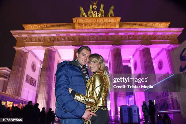 Annemarie Eilfeld and her boyfriend Tim Sandt during the ZDF TV Show 'Willkommen 2019' - New Years Eve Party at Brandenburg Gate on December 31, 2018...