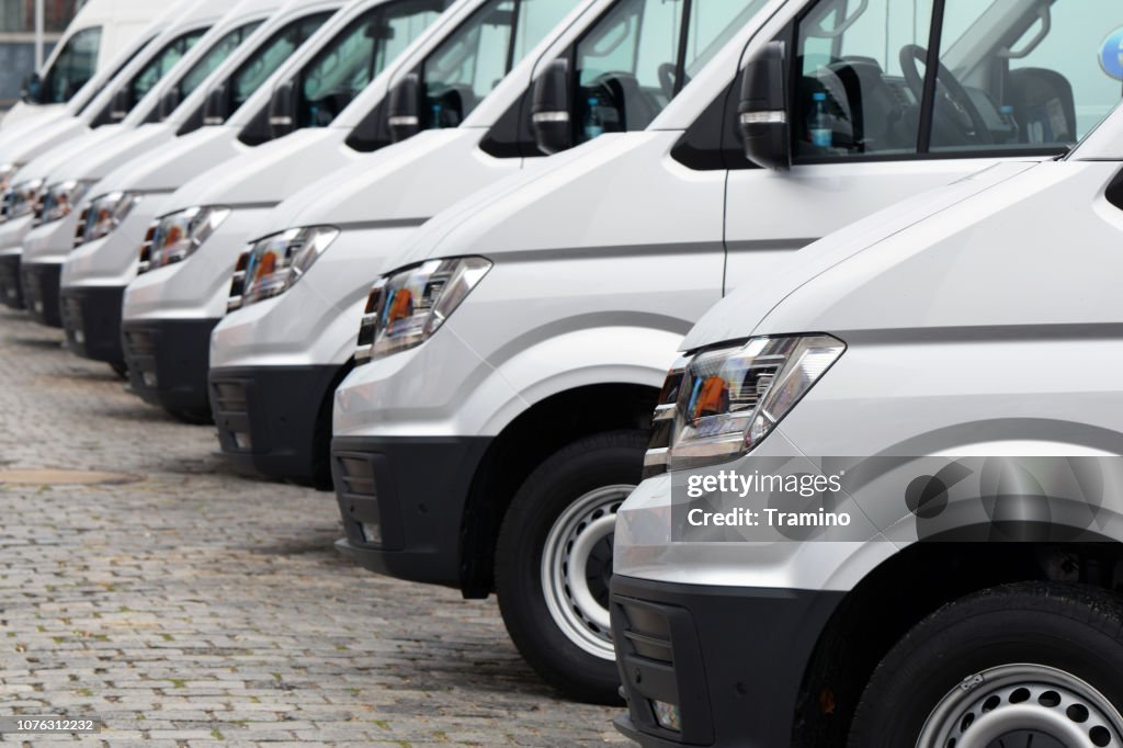 Delivery vans parked on the parking