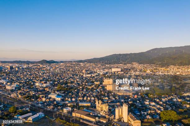 aerial view of tosu city - tosu saga stock pictures, royalty-free photos & images