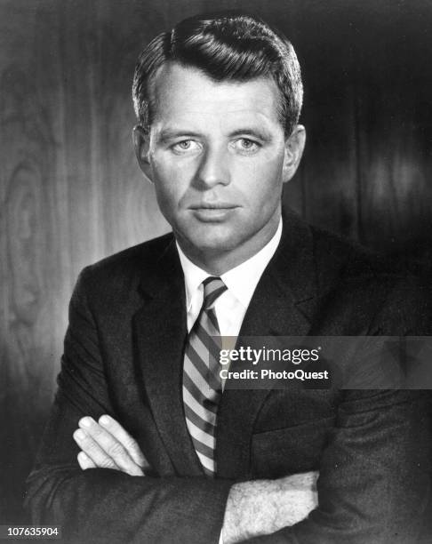 Posed portrait American politician and US Attorney General Robert F. Kennedy , 1963.