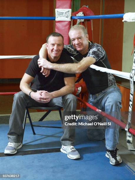 Boxer Micky Ward and trainer Dicky Eklund are photographed for Sports Illustrated on December 9, 2010 at Church Street Boxing Gym in New York City....