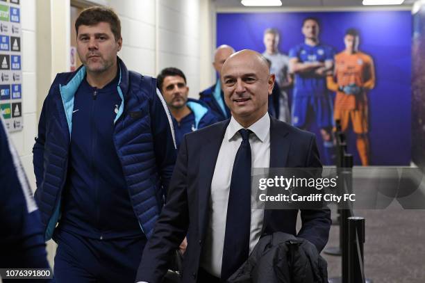 Tottenham chairman Daniel Levy and manager Mauricio Pochettino arrive at The Cardiff City Stadium before the Premier League match between Cardiff...