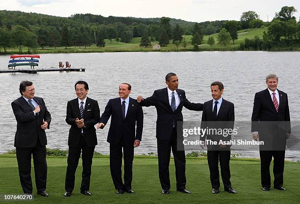 European Commission President Jose Manuel Barroso, Japanese Prime Minister Naoto Kan, Italian Prime Minister Silvio Berlusconi, U.S. President Barack...