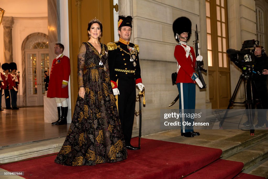 Danish Queen Margrethe Holds New Year's Banquet At Christian VII's Palace