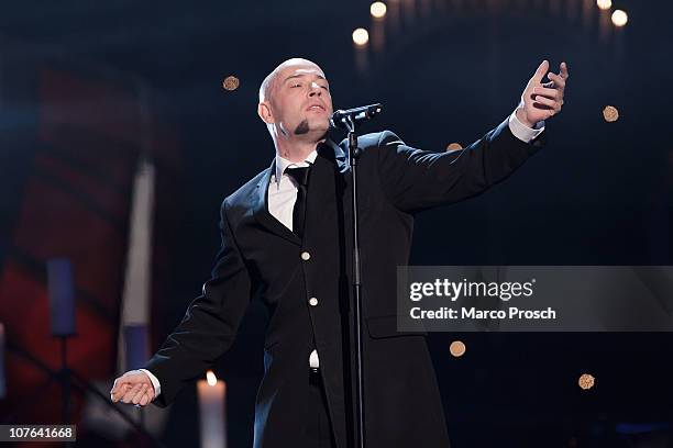 German band Unheilig performs at the rehearsals for the Jose Carreras Gala at the Neue Messe on December 16, 2010 in Leipzig, Germany.