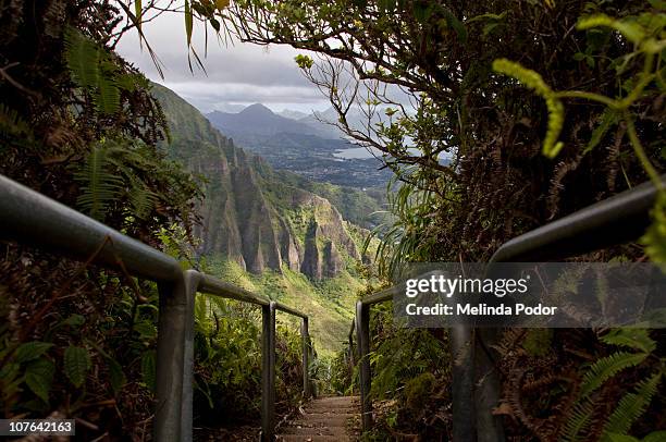 view of the island of oahu - oahu stock pictures, royalty-free photos & images