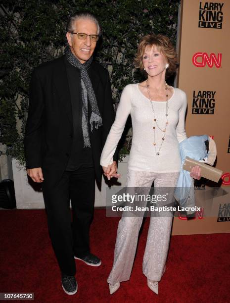 Richard Perry and Jane Fonda attend the Larry King Live Wrap Party held at Spago on December 16, 2010 in Beverly Hills, California.
