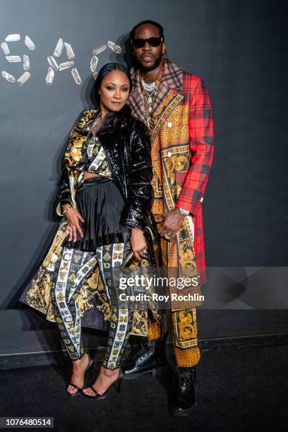 Kesha Ward and 2 Chainz attend the the Versace fall 2019 fashion show at the American Stock Exchange Building in lower Manhattan on December 02, 2018...