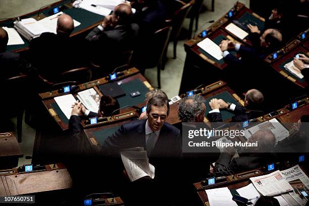 Niccolo Ghedini, Silvio Berlusconi's personal lawyer and political ally, attend a session on the confidence vote to Berlusconi's government at the...
