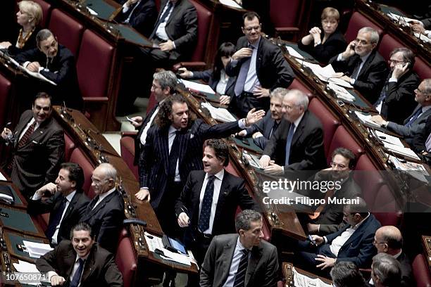 Members of Italian Lower House, attend a session on the confidence vote to Berlusconi's government at the Italian Lower House on December 14, 2010 in...