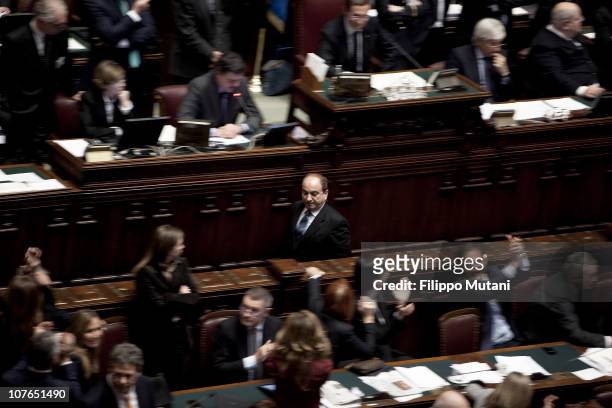 Former member of the opposition, Domenico Scilipoti votes in favour of Silvio Berlusconi, during a session on the confidence vote to Berlusconi's...