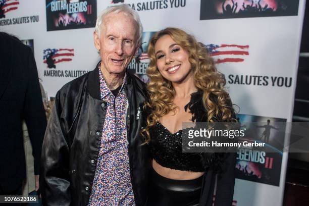 Robby Krieger and Haley Reinhart attend "Guitar Legends II" presented by America Salutes You at The Novo by Microsoft on December 02, 2018 in Los...