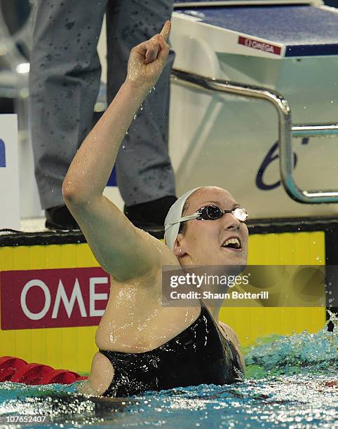 Alexianne Castel of France wins the gold medal in the final of the Women's 200m Backstroke during the 10th FINA World Swimming Championships at the...