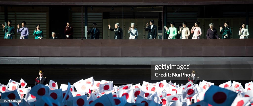 Japan's Emperor Akihito Greets Well Wishers For Last Time