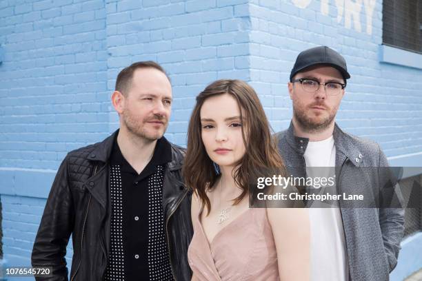 Chvrches are photographed for The Guardian Newspaper on May 5, 2018 in Brooklyn, New York.