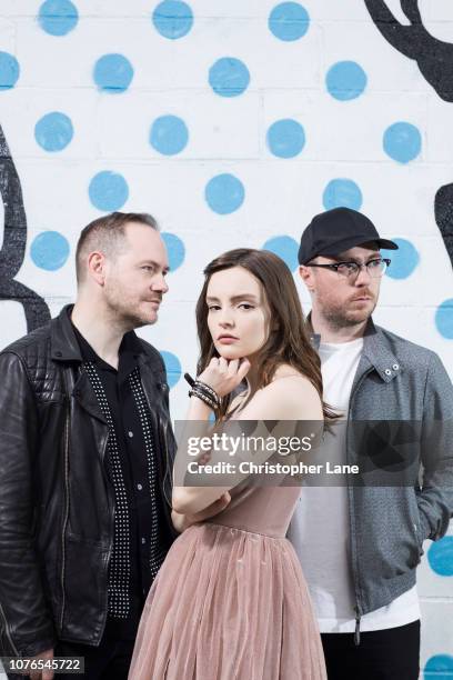 Chvrches are photographed for The Guardian Newspaper on May 5, 2018 in Brooklyn, New York. PUBLISHED IMAGE.